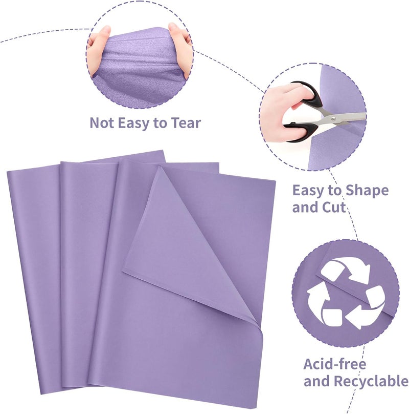 Simetufy Lavender Tissue Paper for Gift Bags, 115 Sheets 14 x 20 Inches Light Purple Wrapping Paper, Gift Wrapping Tissue Paper Bulk for Crafts Mother's Day Fall Halloween Wedding Birthday Party Decor - Image 3